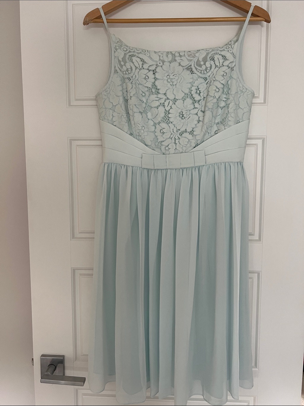 Ted Baker Lace Bodice Chiffon Dress In Light Blue